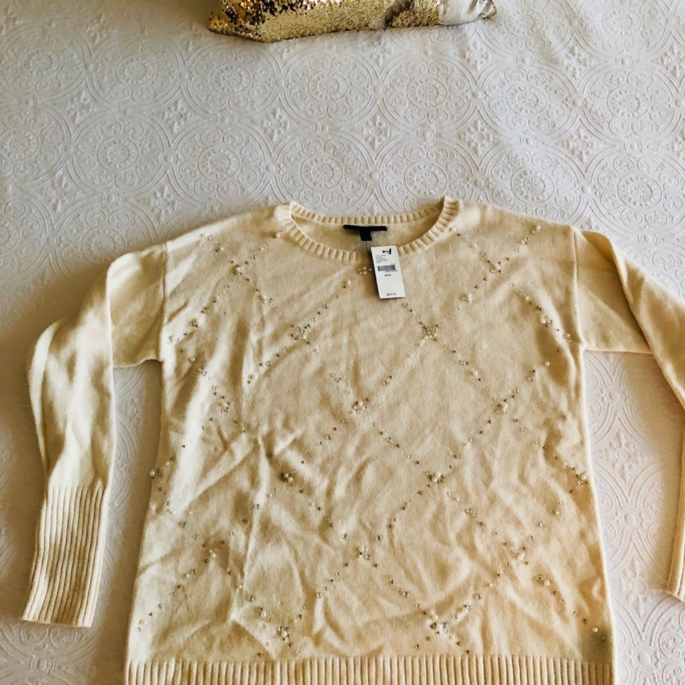 Cream sweater with bling